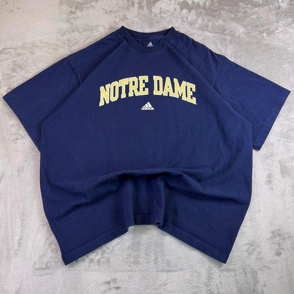 Adidas Notre Dame Fighting Irish T Shirt Navy Blue NCAA College Football XL